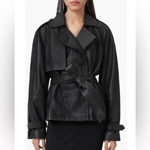 All Saints Reed Cropped Leather Trench